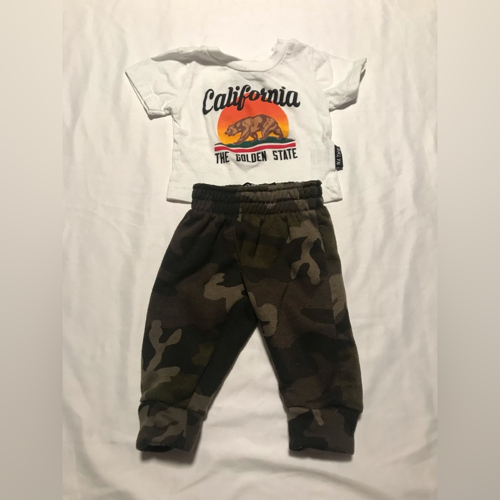 Brooklyn Cloth Baby Boy Camo Jogger and Short Sleeve T-shirt Set Size 3-6M